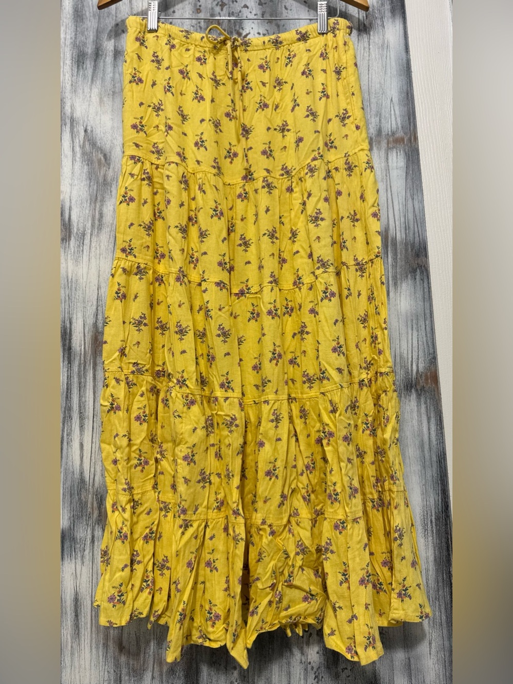 Free People Nova Tiered Maxi Skirt Lemon Combo Size S ~ NWOT - Picture 4 of 15